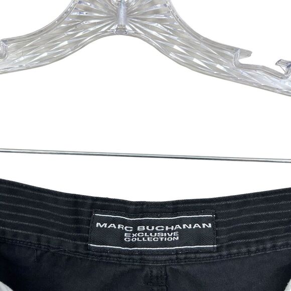 Marc Buchanan Exclusive Collection Mens Pants Tapered Stripe Black Flat Front 38 - Picture 4 of 8